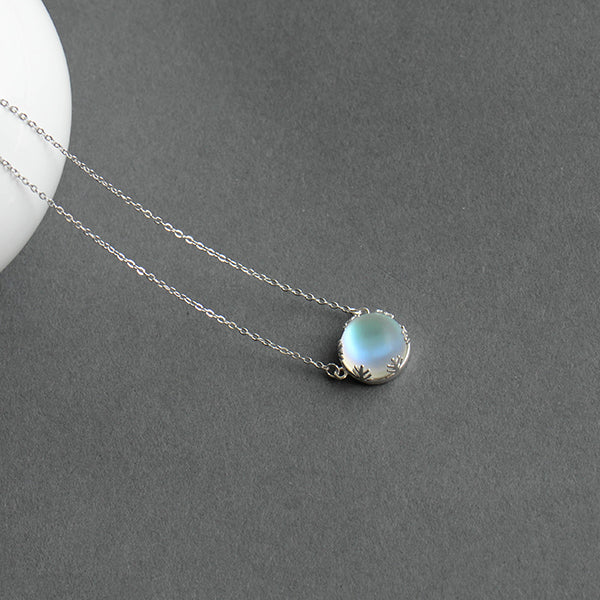 Aurora Forest Necklace Halo Crystal Gemstone S925 Silver Scale Light Pendant Necklace for Women Elegant Jewelry