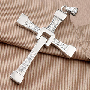The Fast And Furious 8 Vin Diesel Dominic Toretto Real 925 Sterling Silver Cross Pendant Necklaces For Men Women Free Engraving