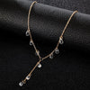 Tocona Luxurious Water Drop Crystal Stone Pendant Necklace for Women Gold Long Chain Chokcer Party Wedding Jewelry 13382
