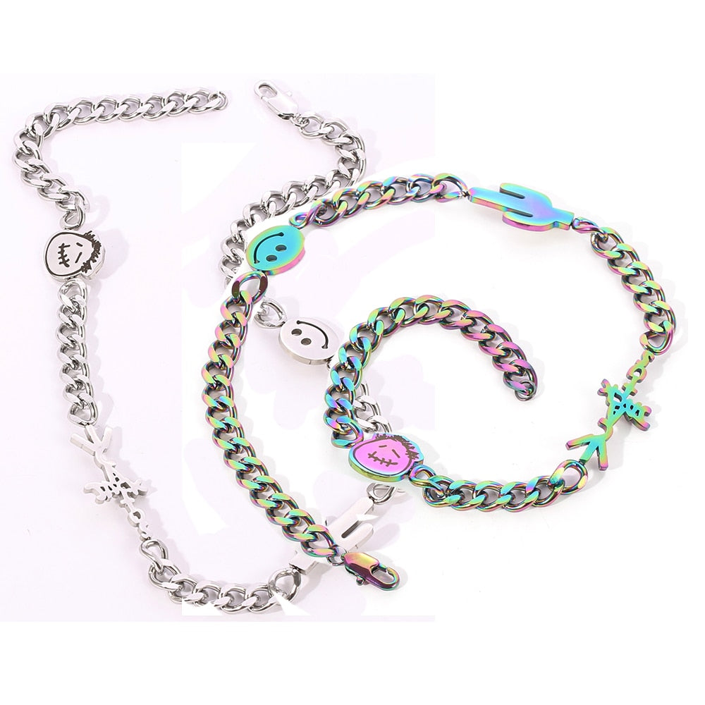 Travis Scotts Brand Cactus Jack Shape Necklace Stainless steel For Man Women Charm Cubic Zirconia Collar Jewelry Gift