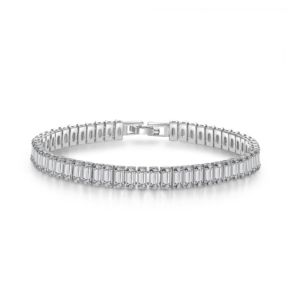 Trendy Square Lab Diamond cz Necklace White Gold Filled Party Wedding Chain Necklace For Women men Cuban Rock Hiphop Jewelry