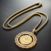 Turkish Coin Pendant Necklace Slid Chain Gold Plated Men Women Chain Necklace Arabic Totem Design Royal Wedding Jewelry