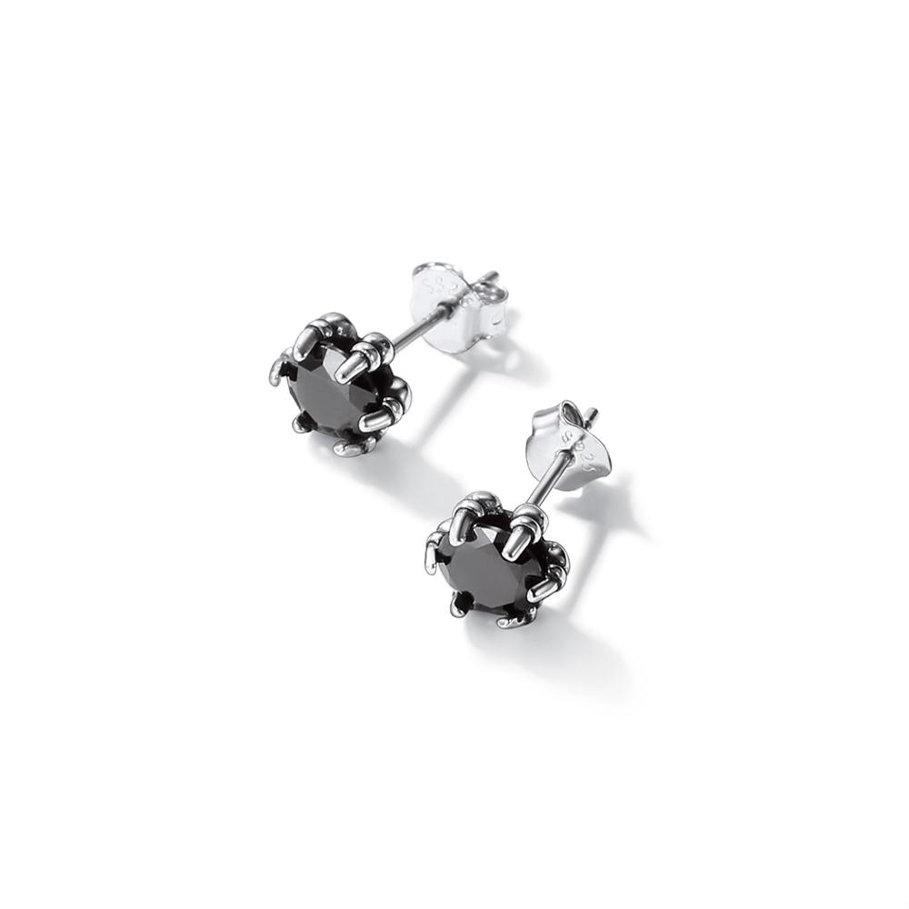 Pure 925 Sterling Silver Stud Earring Six Claws Black White Multicolor Round Earring Women Girl Party Wedding Jewelry SC189