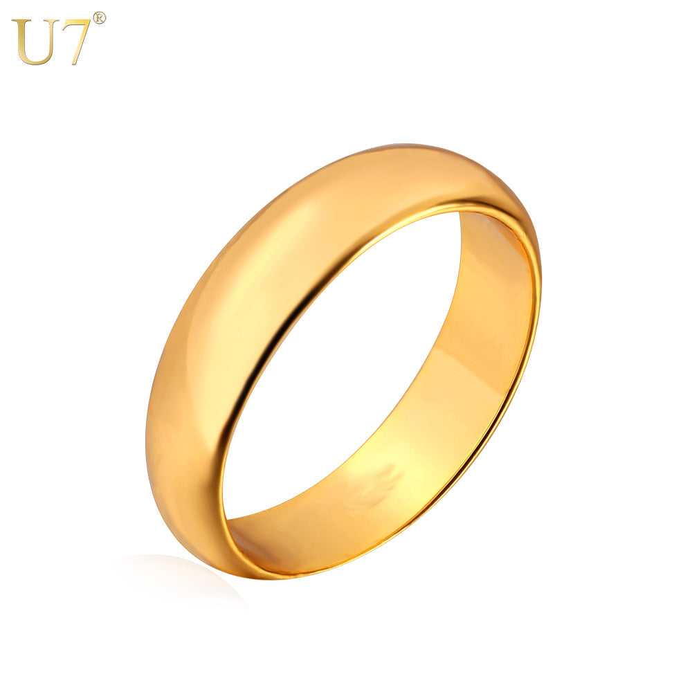 Simple Style Wedding Bands Rings Gold/Silver/Black Color 5MM Wide Couple Lover's Ring for Men/Women Anniversary Gift R371