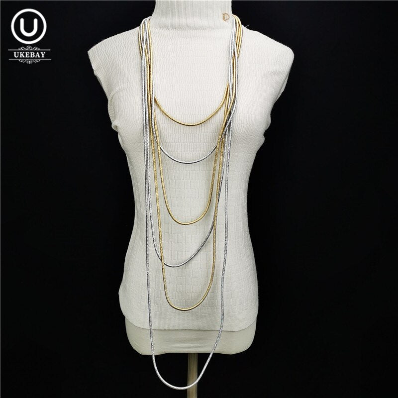UKEBAY  Jewelry Designer Handmade Necklaces Women Gold Alloy Chains Long Necklaces Party Wedding Clothes Accessories
