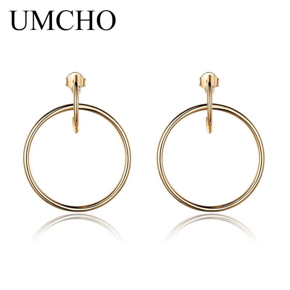 Solid Genuine 925 Sterling Silver Earrings Simple Fashion Hoop Earrings Party For Women Birthd Gifts Fine Jewelry Yellow
