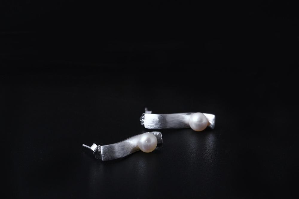 Genuine S925 Sterling Silver Women Dress Earrings Arc Designer Natural Pearls Studs Elegant Fine Jewelry Brincos Bijoux