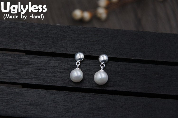 Genuine S925 Sterling Silver Women Elegant Natural Pearls Earrings Mini Size Handmade Brincos Bijoux Fine Dress Jewelry
