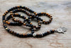Unique Man's necklace with 8mm Natural stone beads and Hamsa Pendant Necklace