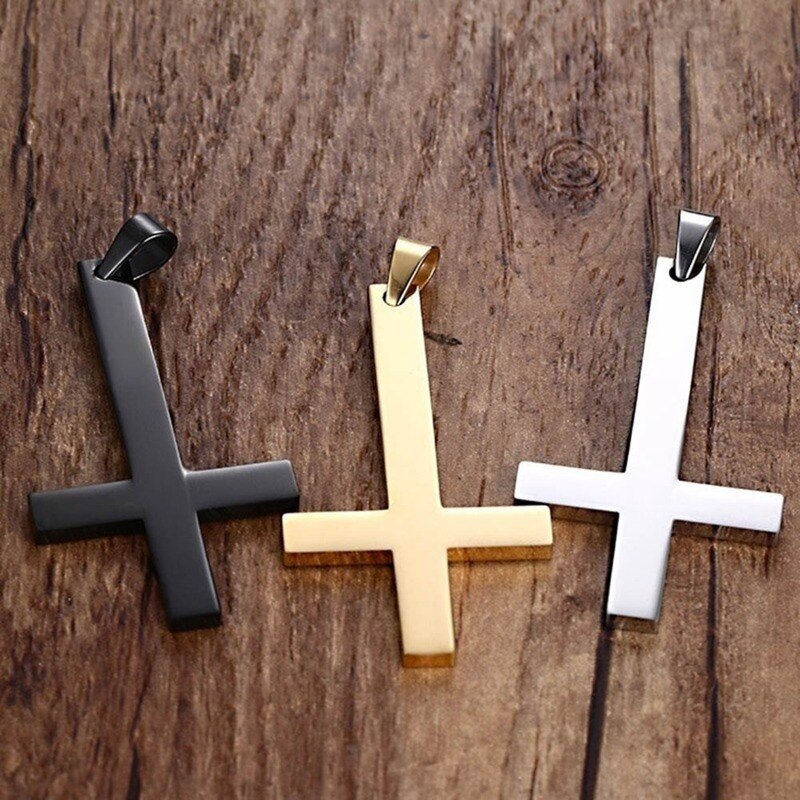 Upside Down Cross Inverted Cross Of St Peter Pendant Necklace Lucifer Satan Satanism Gothic Jewelry
