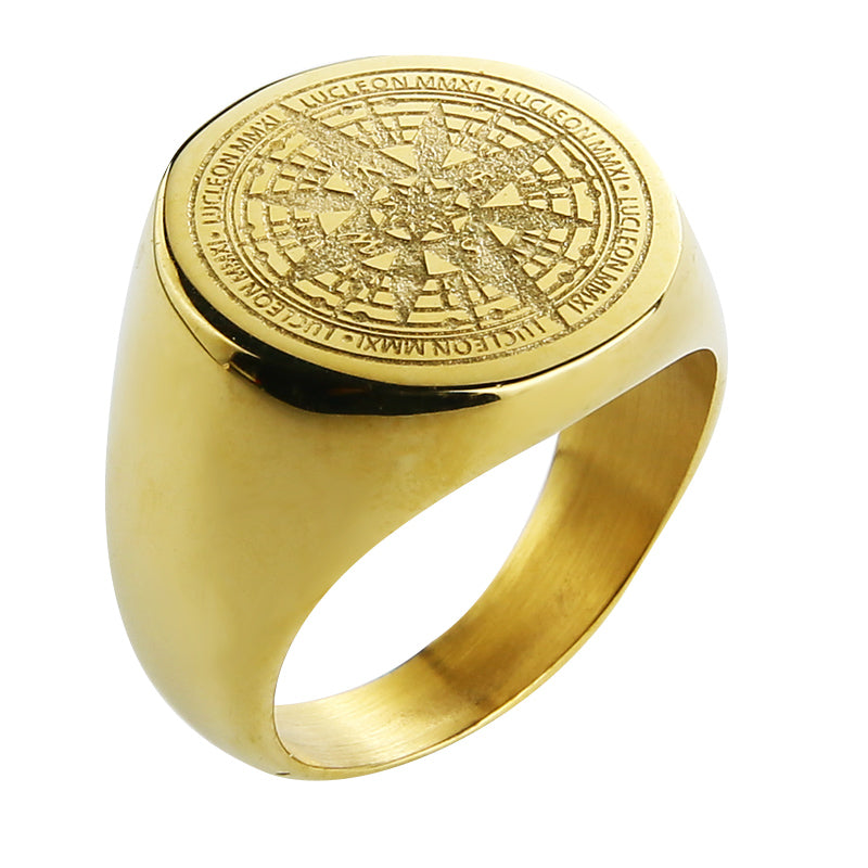 Mens Ring Simple Design Compass Ring Gold Stainless Steel fashion Black Band Rings For Women Men Navigator Rings