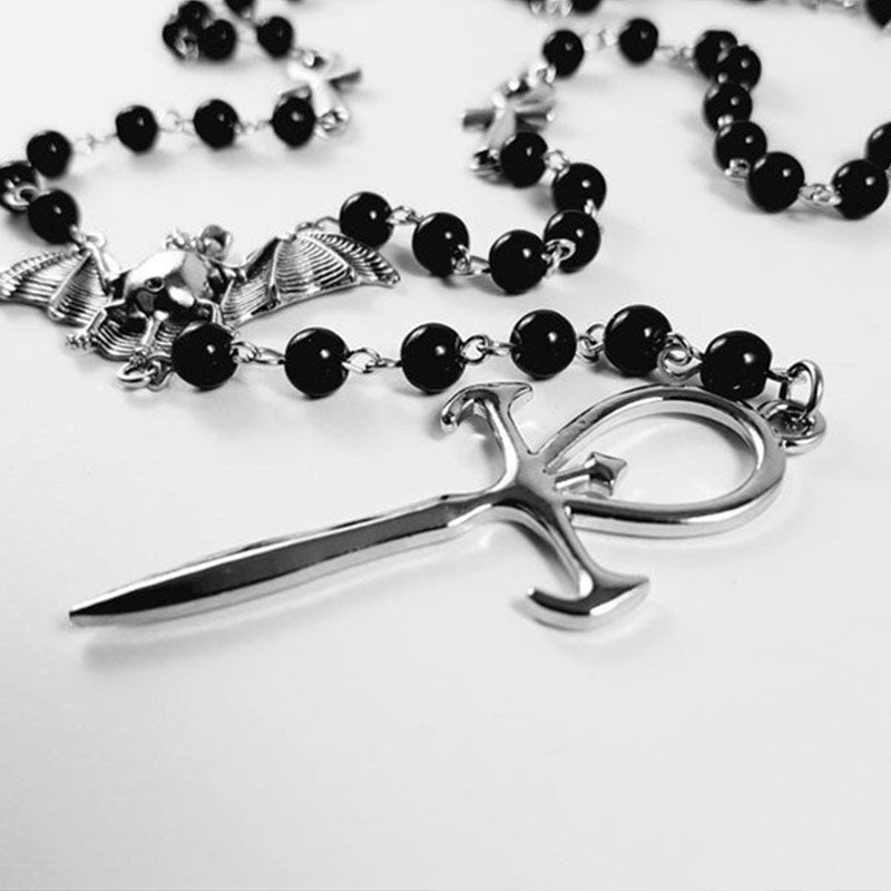 Vampire Ankh Rosary,Occult Vamp Goth Ankh Beads Bat Gothic Vampire Vampiric Beaded Egyptian Tradgoth Kemet Jewelry Gift Handmade