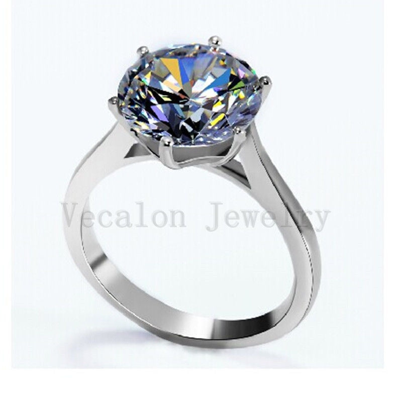 2020 Fashion Female Solitaire ring 4ct AAAAA Zircon Cz 925 Sterling Silver Engagement wedding Band ring for women