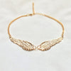 Vintage Angel Wings Feather Choker Big Pendant Aesthetic Link Chains Statement Necklace for Women Collar Bib Wedding Tribal Gift