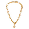 Vintage Carved Coin Thick Chain OT Buckle Necklace Bohemian Punk Metal Coin Collar Choker Necklace  Women Punk Jewelry