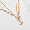 Vintage Carved Coin Thick Chain OT Buckle Necklace Bohemian Punk Metal Coin Collar Choker Necklace  Women Punk Jewelry