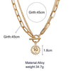 Vintage Carved Coin Thick Chain OT Buckle Necklace Bohemian Punk Metal Coin Collar Choker Necklace  Women Punk Jewelry