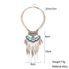 Vintage Exaggerated Glossy Leaf Tassel Necklaces for Women Boho Classic Ethnic Statement Choker Chain Necklaces Wedding Jewelry