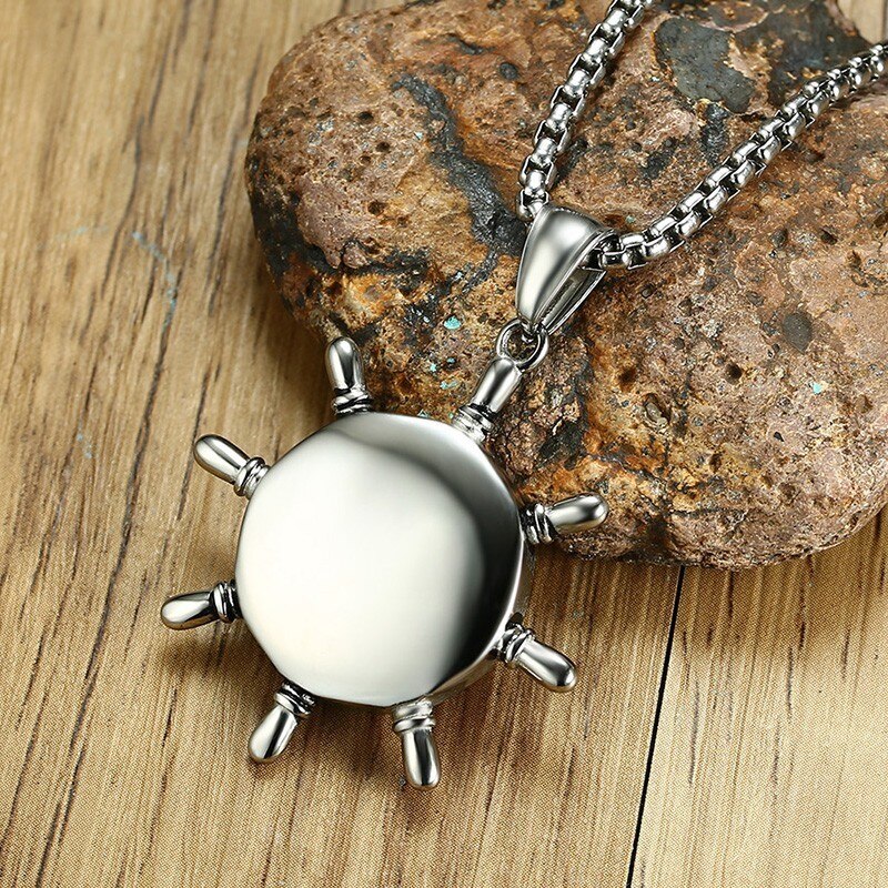 Vnox Functional Men Necklace Rudder Compass Pendant Stainless Steel Stylish Male Jewelry Sailor Navy Accessories Gift 24" Chain