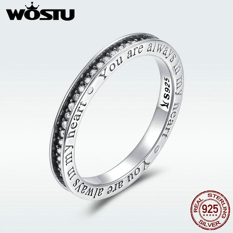 100% Real 925 Sterling Silver Always in My Heart Rings For Women Fashion Engagement S925 Jewelry Fine Gift DXR159
