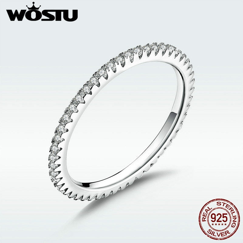 Genuine 100% 925 Sterling Silver Simple Geometric Round Single Stackable Finger Rings For Women Engagement Jewelry DXR066