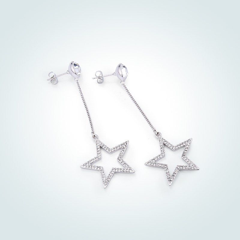 Warmen Farben for Lady Drop Earrings Crystal from Swarovski Star Eardrop 925 Silver Hyperbole Women Pendant Earring Fine Jewelry