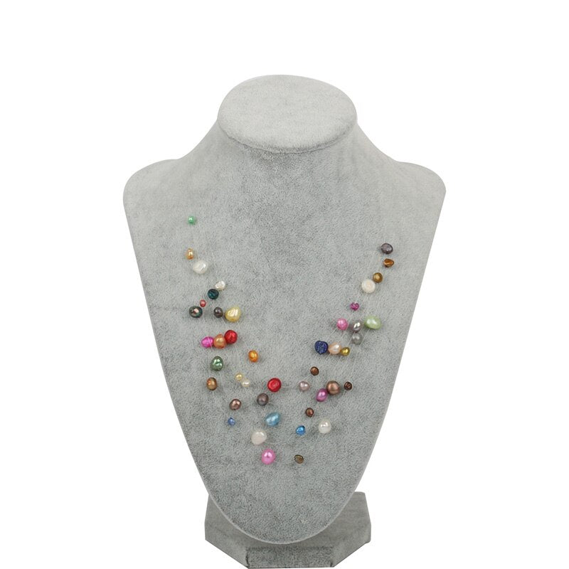 Wedding Jewelry Bridal Choker Necklace Real Natural Freshwater Multi-layer Pearl Necklace for Women Wedding Bride Necklace