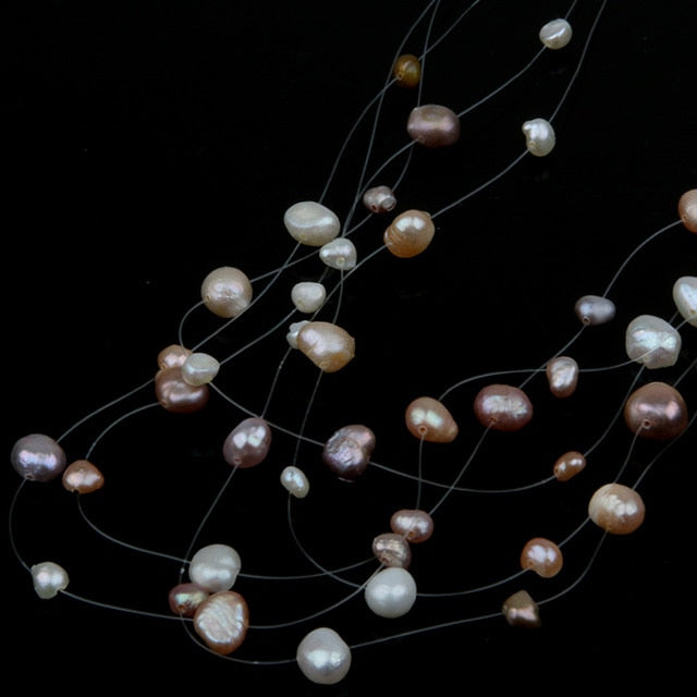 Wedding Jewelry Bridal Choker Necklace Real Natural Freshwater Multi-layer Pearl Necklace for Women Wedding Bride Necklace