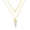 Bohemia 1 PCS Natural Stone Moon Choker Gold Color Crystal Pendant Necklace For Women Wedding Party Gift