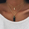 Bohemia 1 PCS Natural Stone Moon Choker Gold Color Crystal Pendant Necklace For Women Wedding Party Gift