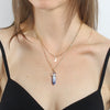 Bohemia 1 PCS Natural Stone Moon Choker Gold Color Crystal Pendant Necklace For Women Wedding Party Gift