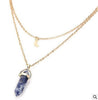 Bohemia 1 PCS Natural Stone Moon Choker Gold Color Crystal Pendant Necklace For Women Wedding Party Gift