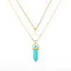 Bohemia 1 PCS Natural Stone Moon Choker Gold Color Crystal Pendant Necklace For Women Wedding Party Gift