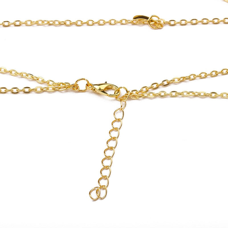 Bohemia 1 PCS Natural Stone Moon Choker Gold Color Crystal Pendant Necklace For Women Wedding Party Gift