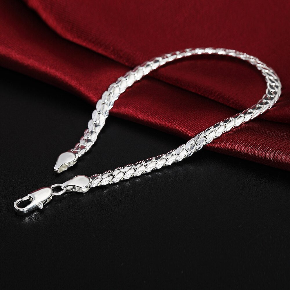 Fine 925 Sterling Silver 6MM full snake chain Necklace Bracelet Jewelry For Women Men Sets Wedding Gift