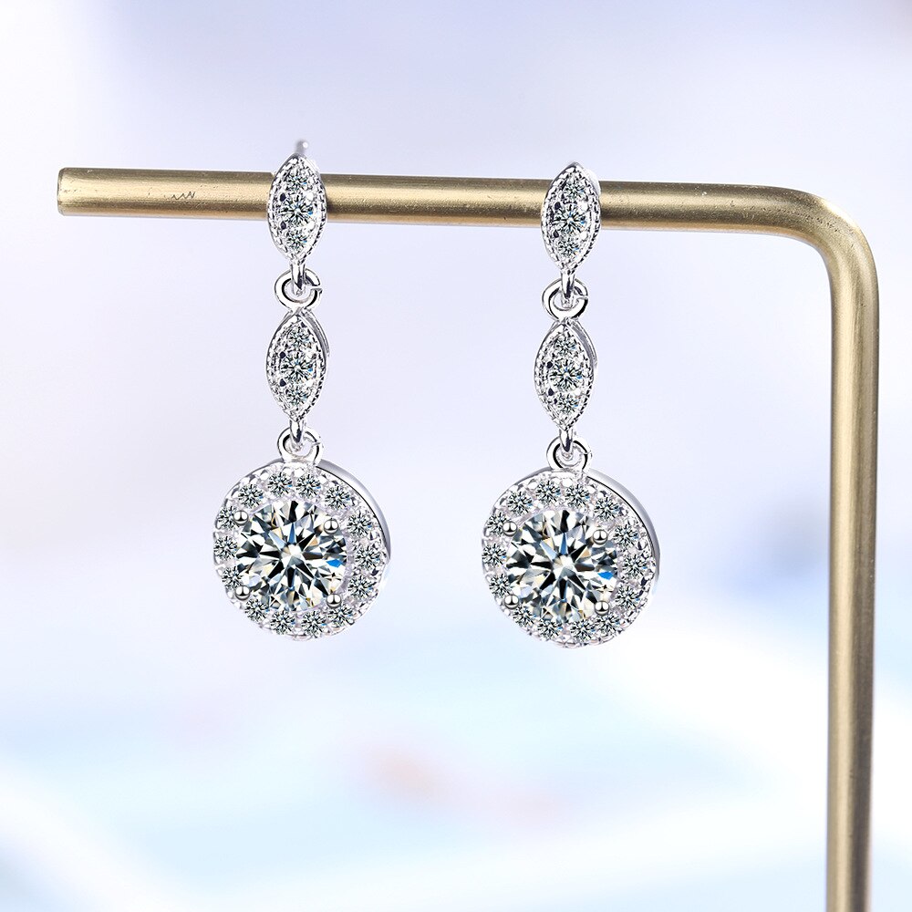 925 Stamp Silver Color Zircon Earrings Water Earring Women Wedding Jewelry Engagement Gift Christmas