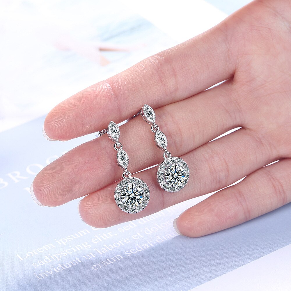 925 Stamp Silver Color Zircon Earrings Water Earring Women Wedding Jewelry Engagement Gift Christmas