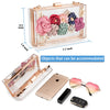 Women Acrylic Flower Clutches Crossbody Purse Evening Bags Chain Strap For Wedding Prom Banquet Ideal-gift Golden Frame