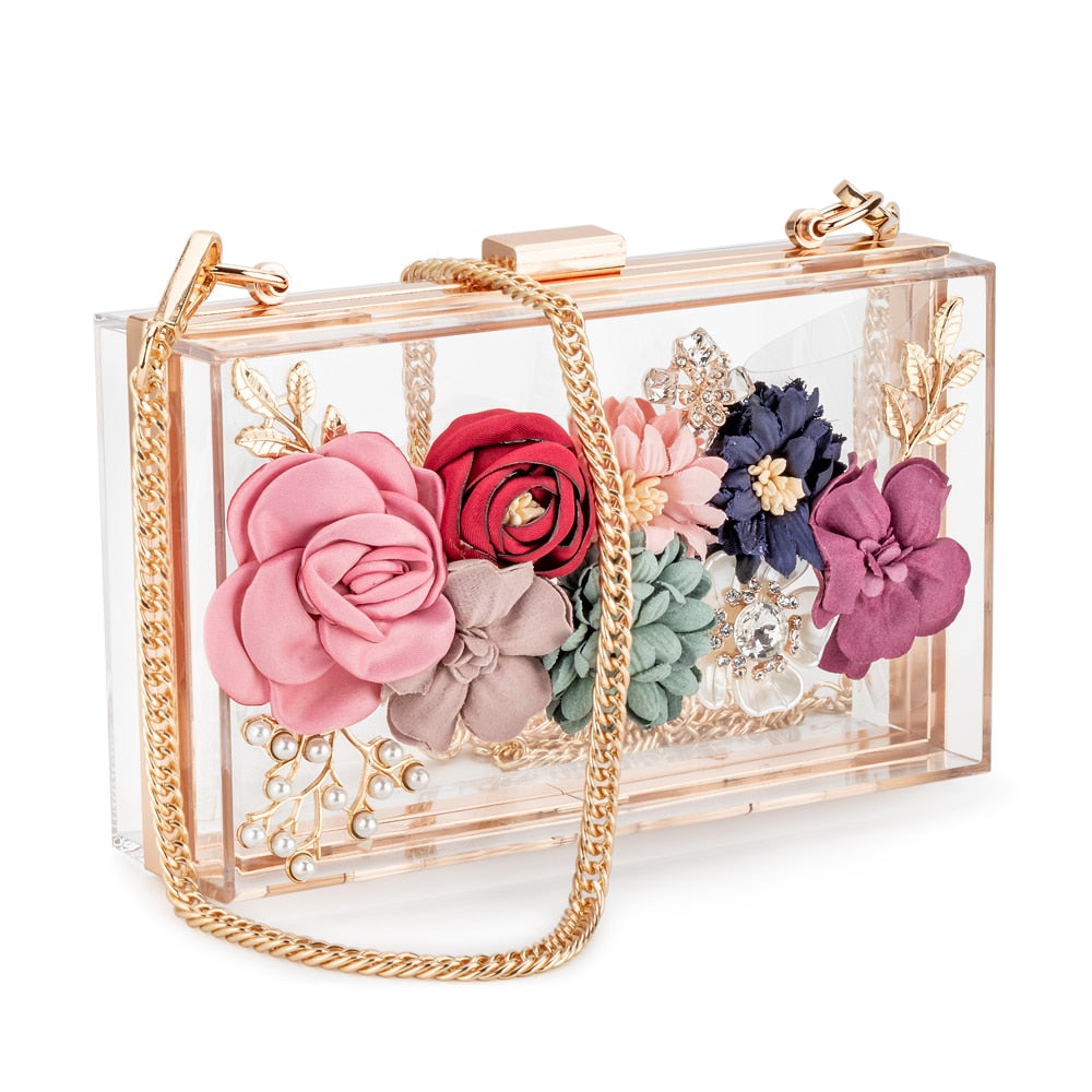 Pink Flowers Clutch Bags Wedding Bags