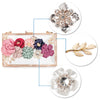 Women Acrylic Flower Clutches Crossbody Purse Evening Bags Chain Strap For Wedding Prom Banquet Ideal-gift Golden Frame