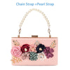 Women Acrylic Flower Clutches Crossbody Purse Evening Bags Chain Strap For Wedding Prom Banquet Ideal-gift Golden Frame