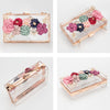 Women Acrylic Flower Clutches Crossbody Purse Evening Bags Chain Strap For Wedding Prom Banquet Ideal-gift Golden Frame