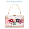 Women Acrylic Flower Clutches Crossbody Purse Evening Bags Chain Strap For Wedding Prom Banquet Ideal-gift Golden Frame