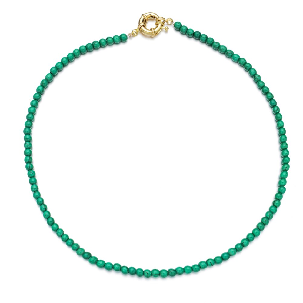 Women Colorful Natural Stone Seed Beads Chain Necklace Metal Buckle Choker Necklace for Wedding Party Jewelry