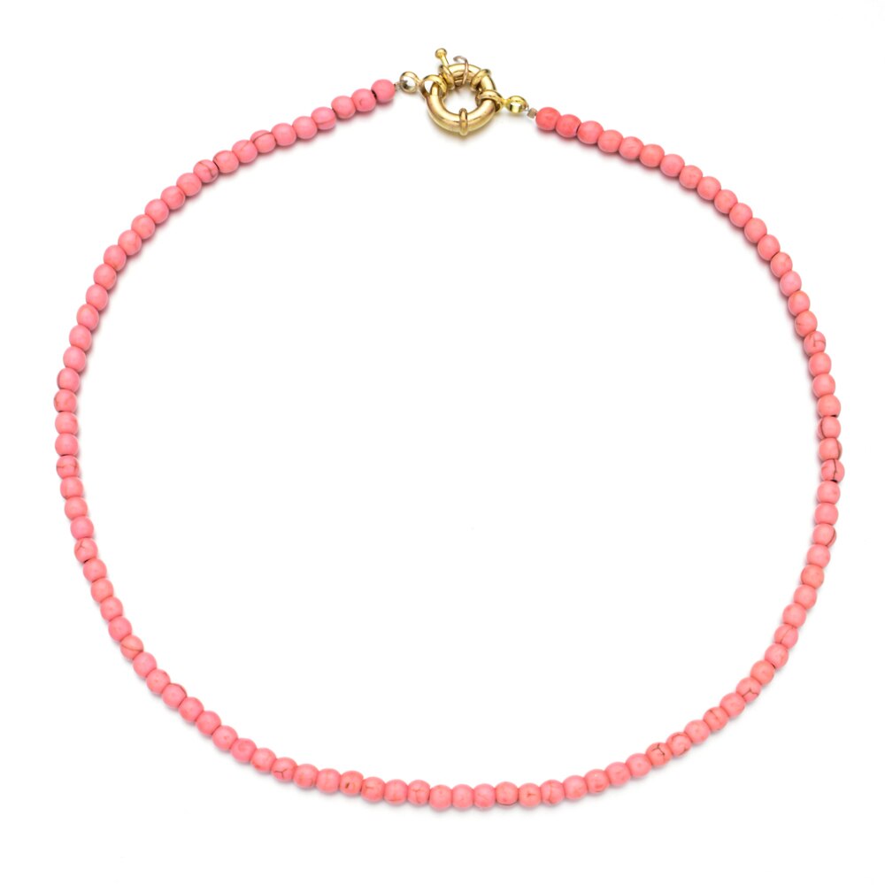 Women Colorful Natural Stone Seed Beads Chain Necklace Metal Buckle Choker Necklace for Wedding Party Jewelry