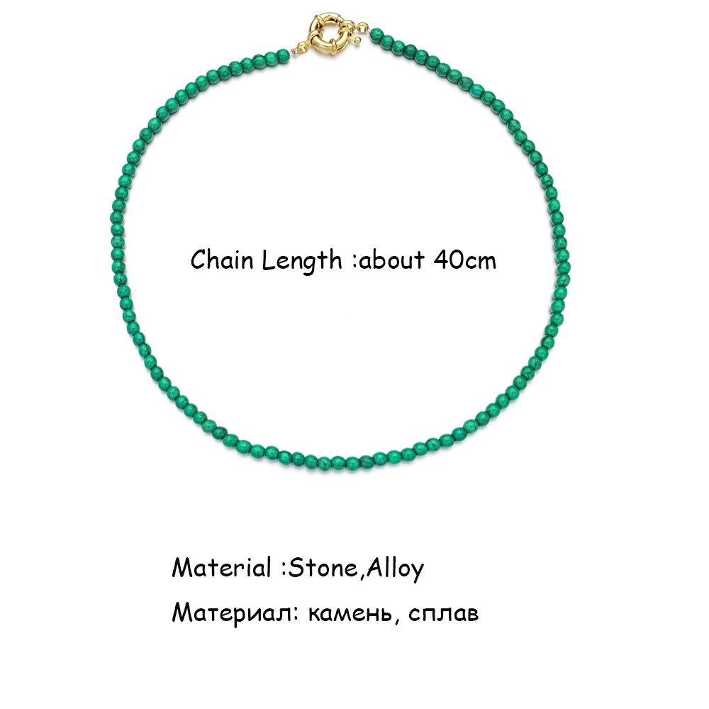 Women Colorful Natural Stone Seed Beads Chain Necklace Metal Buckle Choker Necklace for Wedding Party Jewelry