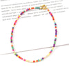 Women Colorful Natural Stone Seed Beads Chain Necklace Metal Buckle Choker Necklace for Wedding Party Jewelry