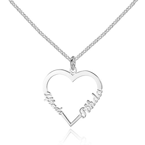 Women Personalized 925 Sterling Silver Name Necklace Pendant Heart Shape Fine Jewelry Lovers Gift (NE101565)