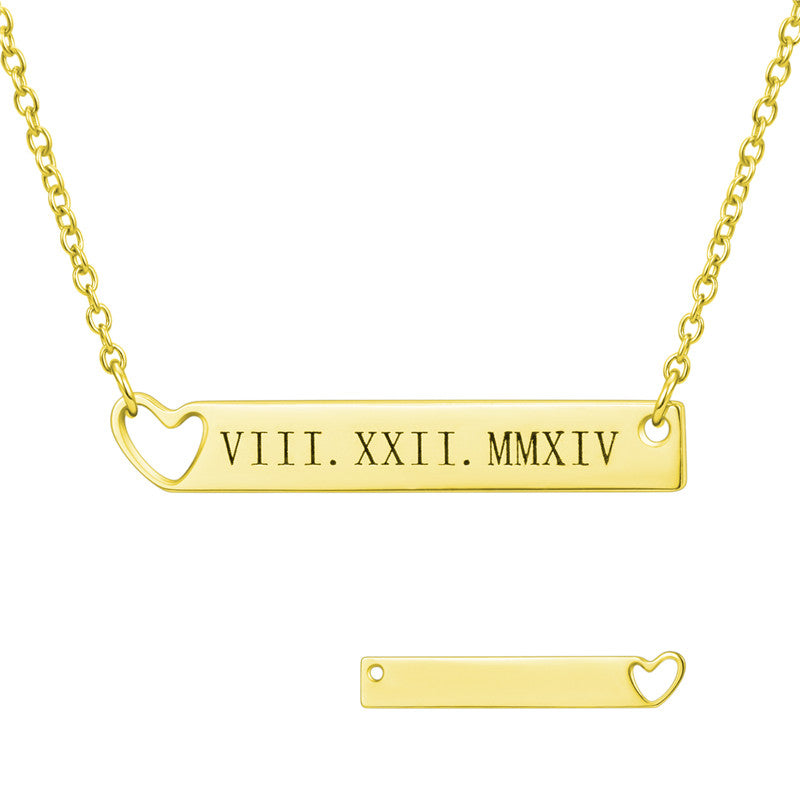 Women Personalized Name Necklace Engrave 925 Sterling Silver Customized Pendant Bar Statement Necklaces