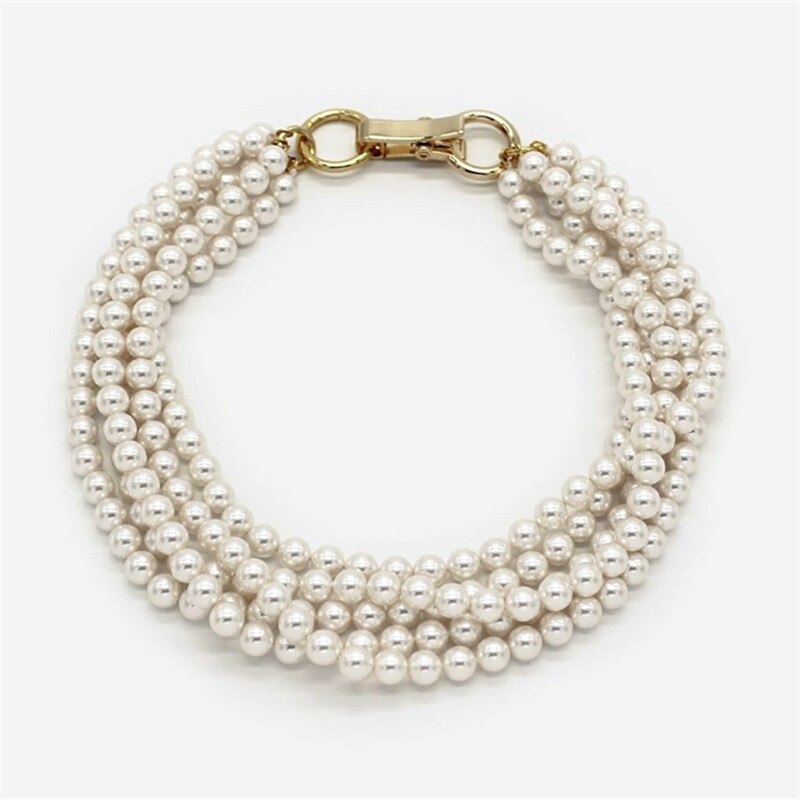 XIALUOKE Vintage Geometric Metal Buckles Multilayer Pearl Necklace For Women Hyperbole Choker Necklaces Wedding Party Jewelry